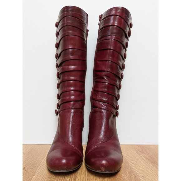 Miz Mooz Amelia Tall Leather Boots - Burgundy Wine - Size 39 (8.5/9) - Picture 1 of 11